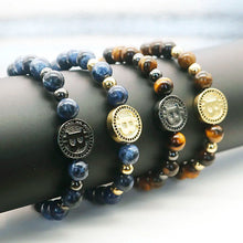 Load image into Gallery viewer, BradleyCLT - &quot;B&quot; Black Matte Stone Beads Bracelet
