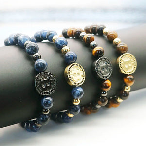 BradleyCLT - "B" Black Matte Stone Beads Bracelet