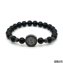 Load image into Gallery viewer, BradleyCLT - &quot;B&quot; Black Matte Stone Beads Bracelet
