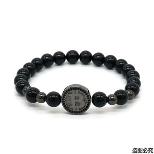 BradleyCLT - "B" Black Matte Stone Beads Bracelet