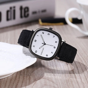 Vintage Square Dial Leather Belt Wristwatch