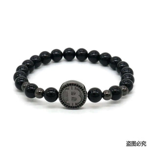 BradleyCLT - "B" Black Matte Stone Beads Bracelet - Blurrywatch.com