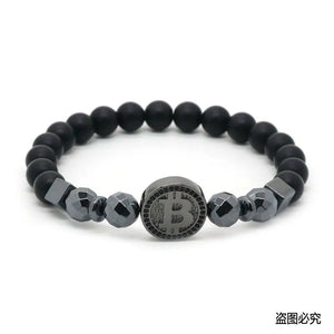 BradleyCLT - "B" Black Matte Stone Beads Bracelet - Blurrywatch.com