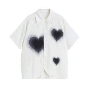 BradleyCLT Heart Printed Loose Shirts - Blurrywatch.com