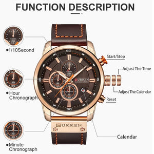 Men Leather Sports Watch - Blurrywatch.com