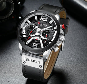 Military Leather Chronograph Wristwatch - Blurrywatch.com