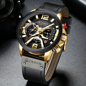 Military Leather Chronograph Wristwatch - Blurrywatch.com