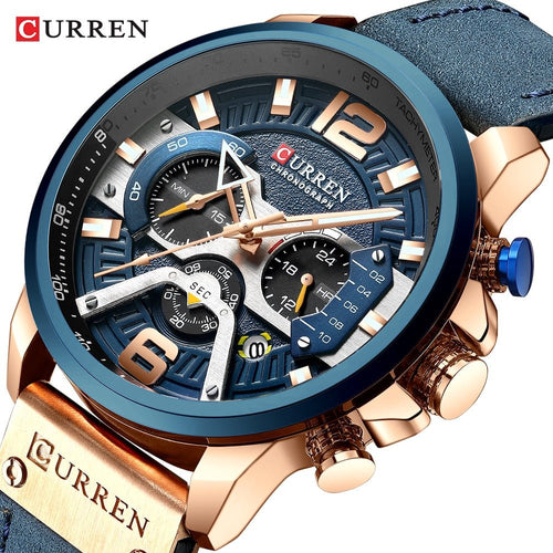 Military Leather Chronograph Wristwatch - Blurrywatch.com