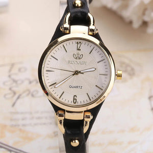 Round Dial Rivet PU Leather Strap Wristwatch - Blurrywatch.com