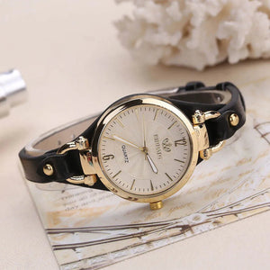 Round Dial Rivet PU Leather Strap Wristwatch - Blurrywatch.com