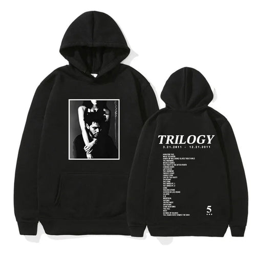 The Weeknd Trilogy Music Album Print Oversized Hoodie Men's Hip Hop Trend Pullover Sweatshirt Unisex Fleece Streetwear Hoodies - Blurrywatch.com