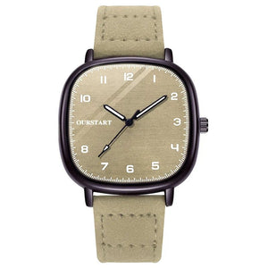 Vintage Square Dial Leather Belt Wristwatch - Blurrywatch.com